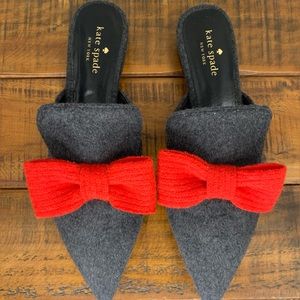 Kate Spade Karin Mule  ~ Gray with Red bow